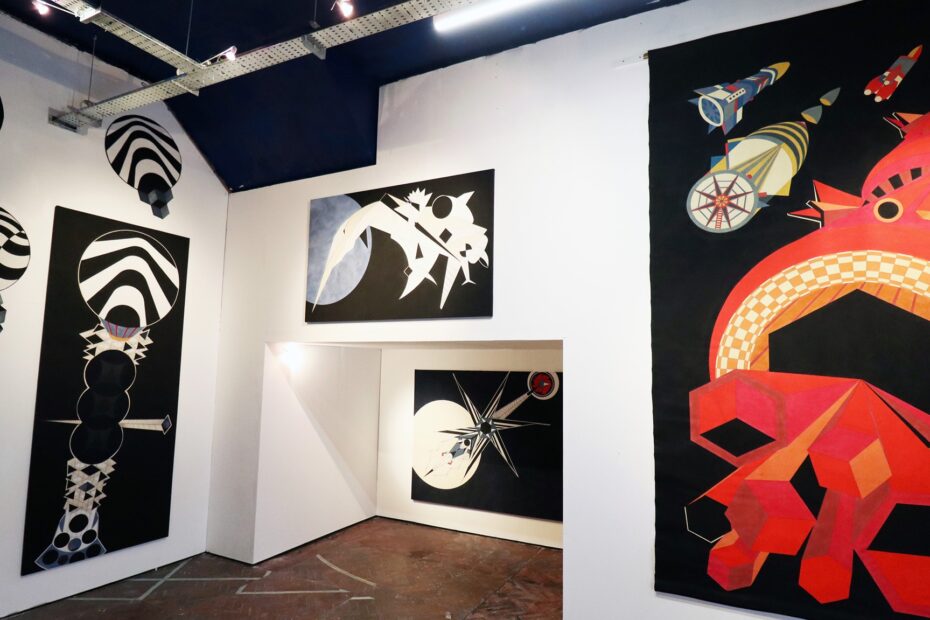 Installation view of Escape Velocity: Solo Exhibition by Helen Schell (2021).
